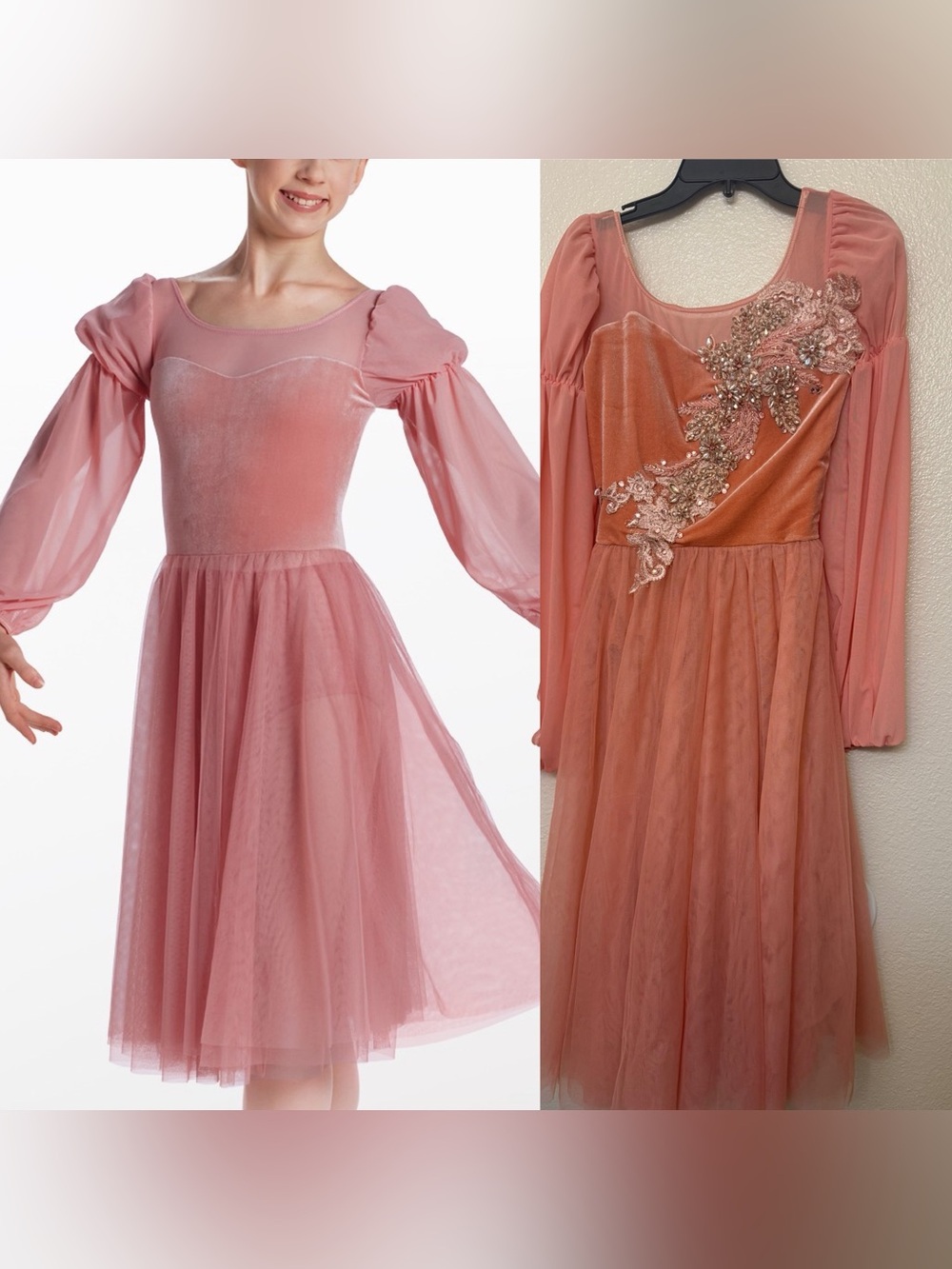 Dance Costume lyrical pink peach maxi dress Kissing You 17430 SA-Small adult
